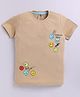 Kidcity Cotton Knit Half Sleeves Emoticons Printed Tee - Off White