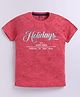 Kidcity Cotton Knit Half Sleeves Floral & Holidays Text Printed Tee - Rust Orange