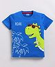 Kidcity Cotton Knit Half Sleeves Dinosaur Printed Tee - Aqua Blue