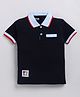 Kidcity Cotton Knit Half Sleeves Alphabet Printed Polo Tee - Navy Blue