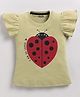 Kidcity Cotton Sinker Knit Half Sleeves Ladybug Printed Top - Beige