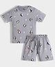 Orange Sugar 100% Cotton Knit Half Sleeves Penguin Printed Coordinating Tee & Shorts Night Suit - Grey