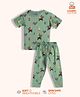 Orange Sugar 100% Cotton Knit Half Sleeves Jungle Theme Printed Coordinating Tee & Joggers Night Suit - Green