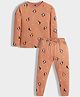 Orange Sugar 100% Cotton Knit Full Sleeves Penguins Printed Coordinating Tee & Joggers Night Suit - Brown