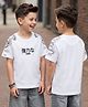 Arias 100% Cotton Knit Half Sleeves T-Shirt with Dragon Print - White