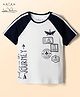 Arias Cotton Knit Half Raglan Sleeves T-Shirt with Journey Print - Black & White