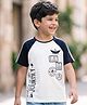 Arias Cotton Knit Half Raglan Sleeves T-Shirt with Journey Print - Black & White