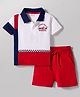 Babyhug 100% Cotton Knit Half Sleeves Cut N Sew Vehicles Printed Polo T-Shirt & Shorts Set - Multicolour