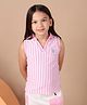 U.S. Polo Assn. Kids Cotton Knit Sleeveless Striped Polo Tee - Pink