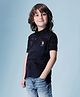 U.S. Polo Assn. Kids Cotton Knit Half Sleeves Leaf Printed Polo Tee - Navy Blue