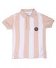 U.S. Polo Assn. Kids Cotton Knit Half Sleeves Striped Polo Tee - Pink