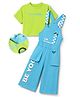 Ollington St. Cotton Knit Full Dungaree with Half Sleeves Inner Tee - Aqua Blue & Green