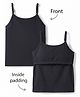 Honeyhap Premium Cotton Elastane Knit with Bio Finish Padded Sleeveless Solid Slip - Black