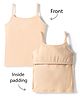 Honeyhap Premium Cotton Elastane Knit with Bio Finish Padded Sleeveless Solid Slip -Apricot Illusion