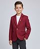Rikidoos Embosis Hosiery Woven Full Sleeves Solid Color Blazer - Maroon