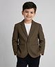 Rikidoos Cotton Woven Full Sleeves Solid Color Blazer - Brown