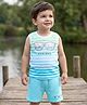 Babyhug 100% Cotton Knit Sleeveless Striped & Beach Theme Printed Tank T-Shirt & Shorts Set - Multicolour
