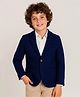 Rikidoos Cotton Woven Full Sleeves Solid Color Blazer - Navy Blue