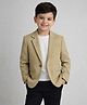 Rikidoos Cotton Woven Full Sleeves Solid Color Textured Blazer - Beige