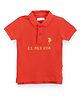 U.S. Polo Assn. Kids Cotton Knit Half Sleeves Brand Name Printed Polo Tee - Orange