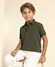 U.S. Polo Assn. Kids Cotton Knit Half Sleeves Solid Polo Tee - Olive