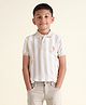 U.S. Polo Assn. Kids Cotton Knit Half Sleeves Striped Polo Tee - Nude