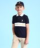 U.S. Polo Assn. Kids Cotton Knit Half Sleeves Brand Name Puff Printed Polo Tee - Navy Blue