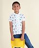 U.S. Polo Assn. Kids Cotton Knit Half Sleeves Brand Name Printed Polo Tee - White