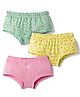 Honeyhap Premium Cotton Elastane Knit Panties With Floral Print & Bio Finish Pack of 3 - Pink Frosting Bay & Yellow Iris