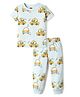 Babyhug Cotton Knit Half Sleeves Co-Ord T-Shirt & Pyjama Night Suit With Taxi & Dino Print - Blue