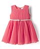 Babyhug Woven Sleeveless Solid Color Frock with Belt - Pink