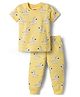 Babyhug 100% Cotton Knit Half Sleeves T-Shirt & Pyjama Night Co-ord Night Suit With Zebra Print - Yellow
