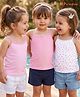 Honeyhap Premium Cotton Elastane Knit With Bio Finish Sleeveless Slips With Floral & Polka Dot Print Pack of 3 - Pink Frosting & Bright White
