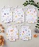 MumsLap Muslin Woven Pack Of 5 Sleeveless Animal Vehicles &  Rainbow Printed Jhablas With Nappies - White