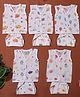 MumsLap Muslin Woven Pack Of 5 Sleeveless Vehicles Animals & Unicorn Printed Jhablas & Nappies Set - White