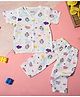 MumsLap Pure Muslin Woven Half Sleeves Unicorn Printed Coordinating Shirt & Pajama Set - White