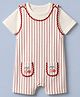 Babyhug Single Jersey Knit Half Sleeves Dungarees & Set With Cherry Embroidery - White