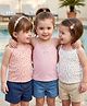 Honeyhap Premium Cotton Elastane Knit Sleeveless Slips With Floral Print & Bio Finish  Pack of 3 - Bright White & Piroutte