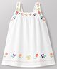 Babyhug Cotton Woven Sleeveless Floral Embroidered Frock - White