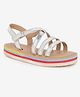 Aria+Nica Solid Strap Detailed Velcro Closure Sandals - Silver