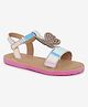 Aria+Nica Butterfly Applique Detailed Velcro Detailed Sandals  - Silver & Blue