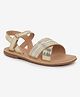 Aria+Nica Shimmered Strap Detailed Velcro Closure Sandals -  Gold
