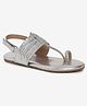 Aria+Nica Braid Detailed Velcro Closure Kolapuri Sandals - Silver