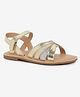 Aria+Nica Solid Velcro Closure Sandals - Golden