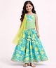 The Magic Wand Cotton Woven Sleeveless Gota Lace Embellished Chevron & Floral Printed Lehenga Choli Set With Dupatta - Green