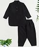 The Magic Wand Cotton Woven Full Sleeves Solid Pathani Kurta & Pyjama Set - Black