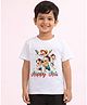 The Magic Wand Knit Holi Theme Half Sleeves Happy Holi Text Printed Tee - White