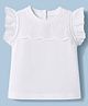 Babyhug Cotton Knit Half Sleeves Solid Colour Top with Schiffli Detailing - White