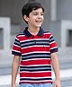 Pine Kids Cotton Knit Half Sleeves Striped Polo T-Shirt - Multicolor
