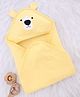 Babyhug Interlock Knit Hooded Towel with Animal Embroidery L 76 x B 76 cm - Yellow
